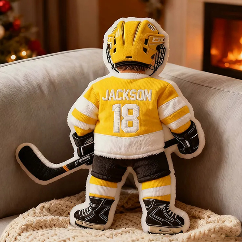 Personalized Graphic3DPrint Ice Hockey Player Pillow with Custom Name and Number Graphic 3D Print