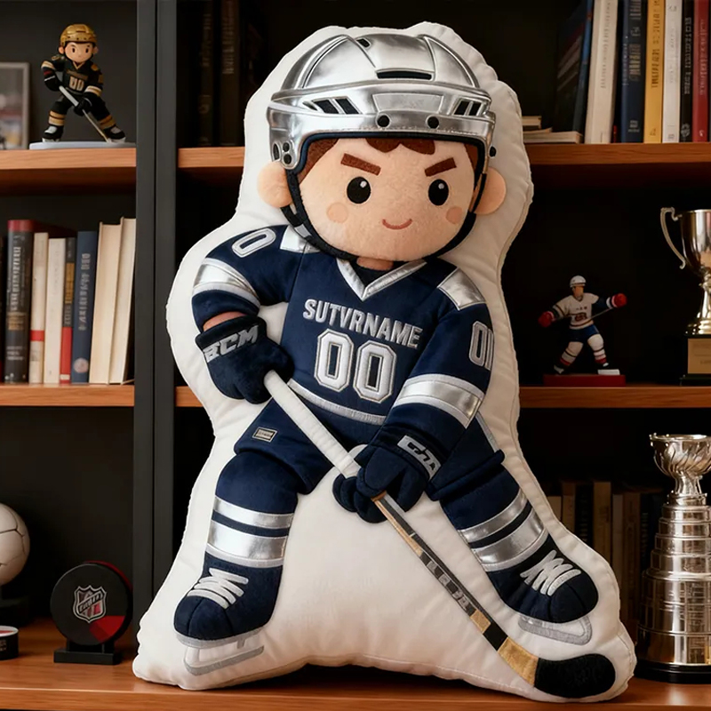 Personalized Ice Hockey Player Pillow with Custom Name and Number Perfect Gift for Hockey Enthusiasts