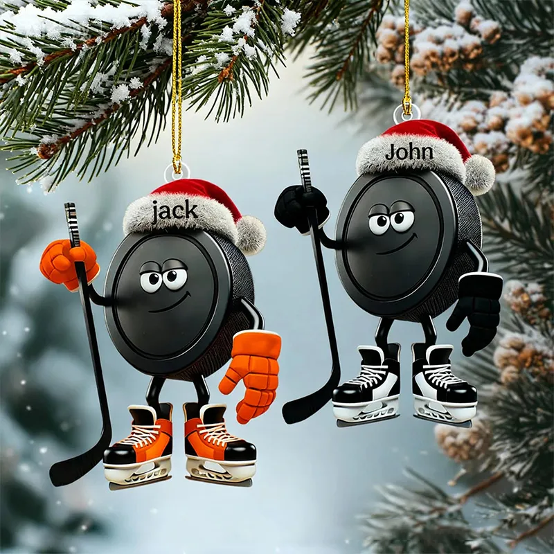 Personalized Hockey Ornaments to Celebrate the Holidays with Custom Name