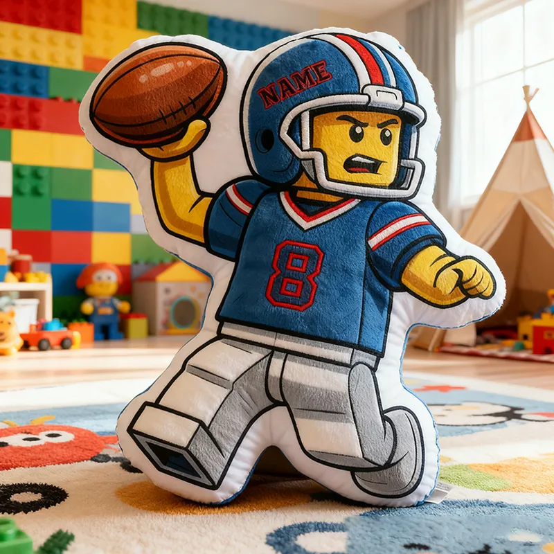 Personalized Football Player Pillow with Custom Name and Number for Sports Lovers and Kids