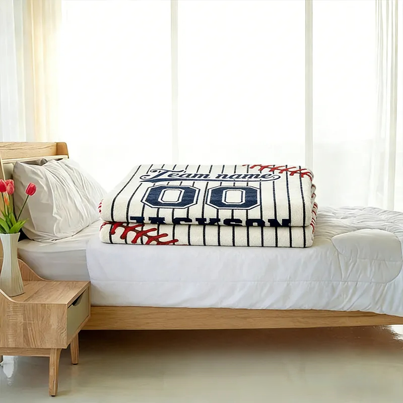 Personalized Baseball Blanket with Custom Team Name and Number