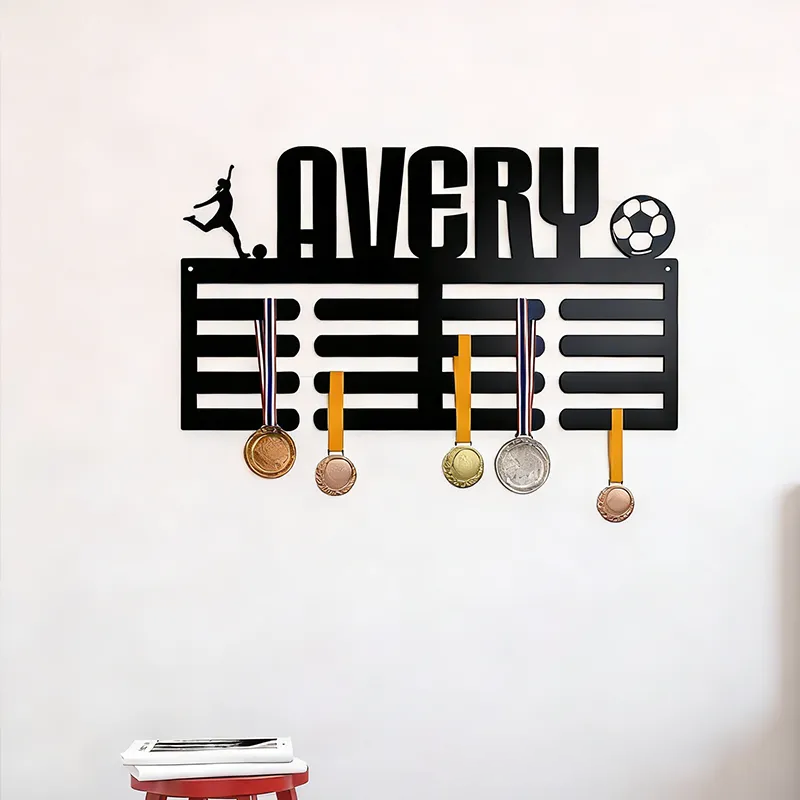 Personalized Soccer Medal Holder with Custom Name Design Perfect for Celebrating Achievements