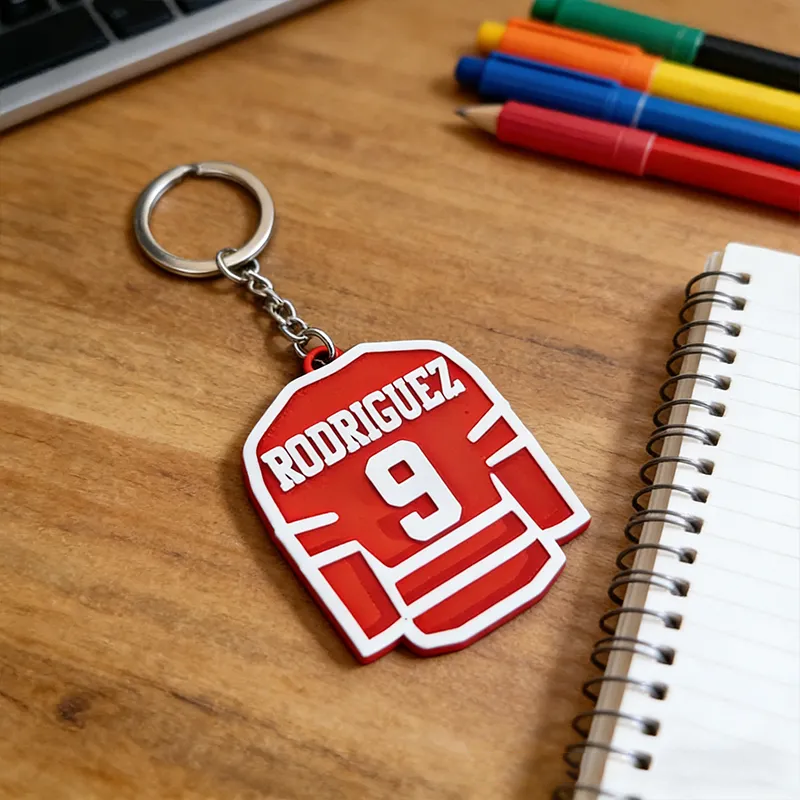 Personalized Ice Hockey Jersey Keychain with Custom Name and Number Design