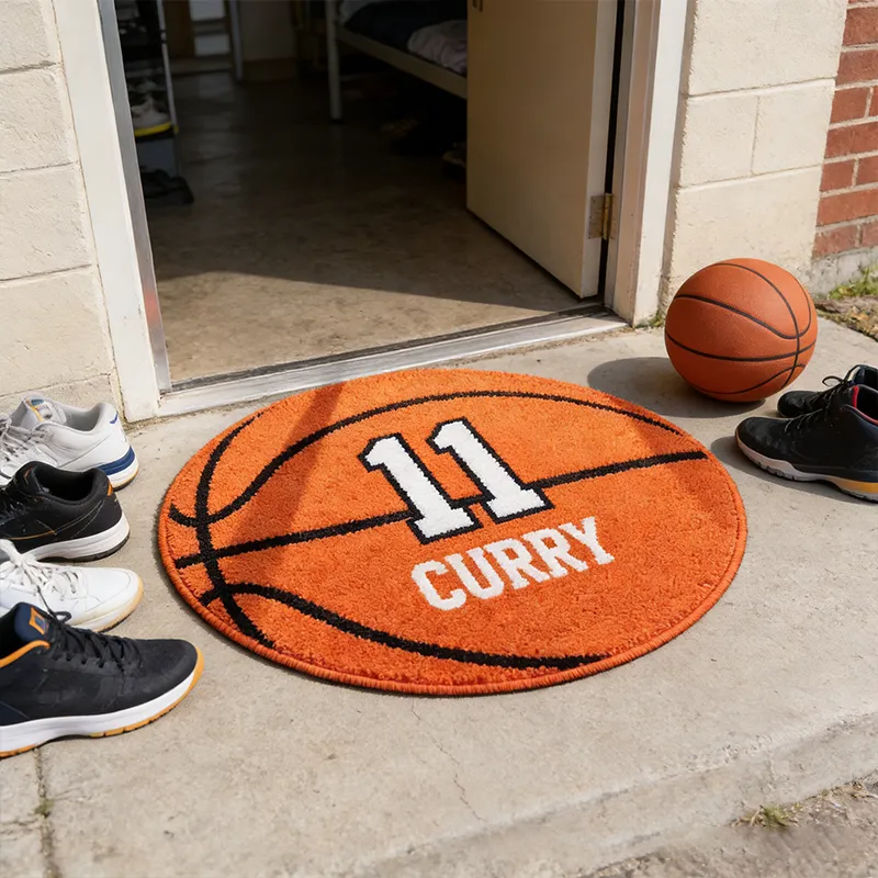 Personalized Basketball Doormat Featuring Your Custom Name and Number Design