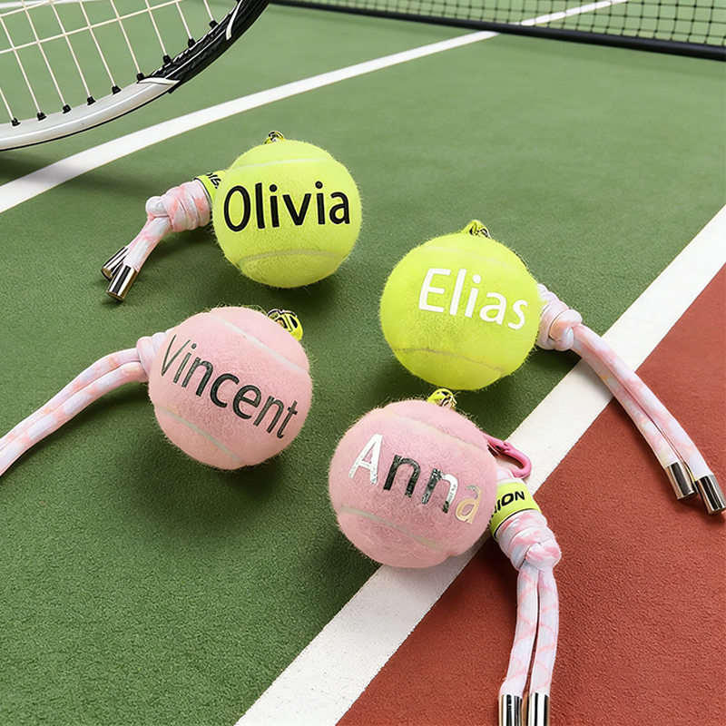 Personalized Tennis Ball Keychain with Name Bag Charm Christmas Birthday Team Gift for Coach Tennis Lovers Teammates