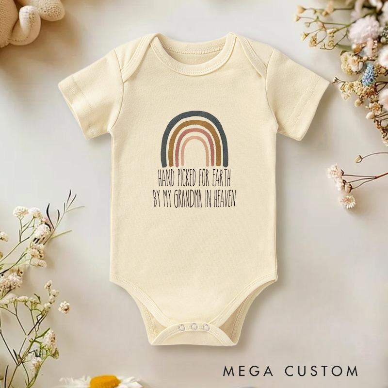 Personalized Hand Picked for Earth by My Heartfelt Rainbow Baby Onesie