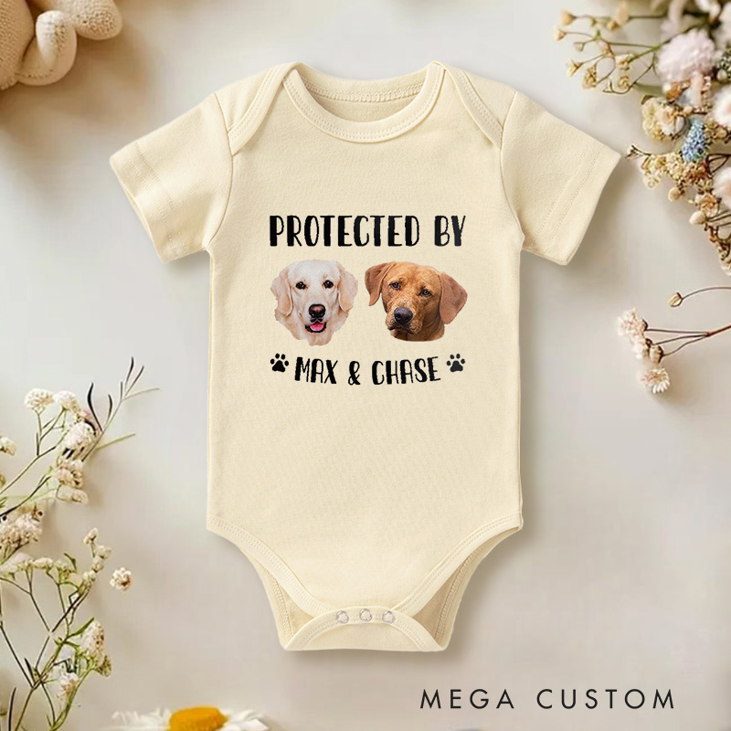 Personalized Protected by Adorable Pet for Family Love Baby Onesie