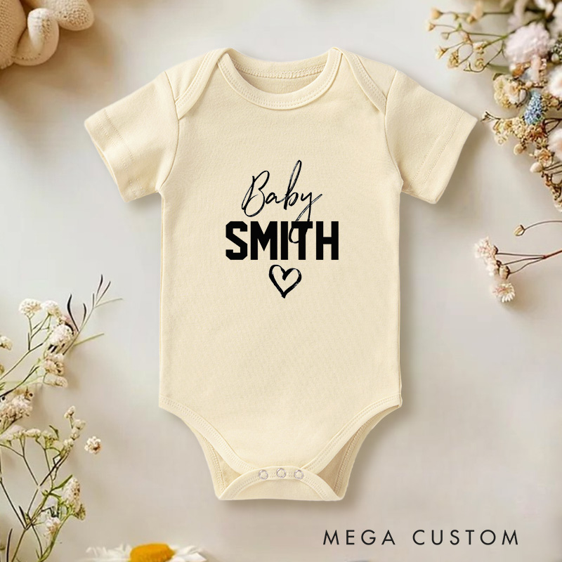 Personalized Baby Name Sweet Minimalist Heart Baby Onesie