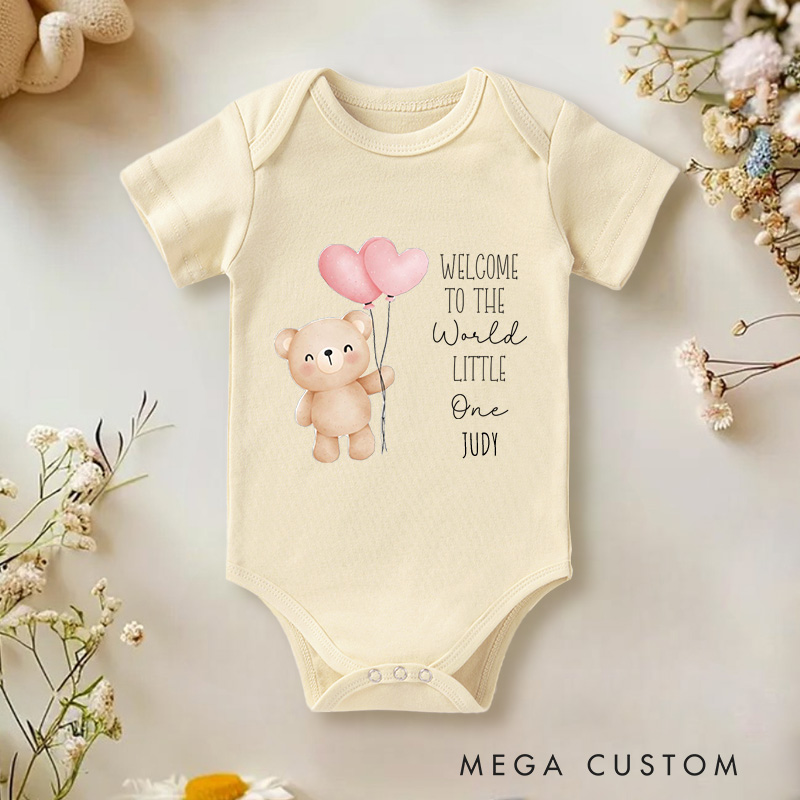 Personalized Cute Bear the Yellow Balloon Baby Onesie Cute Baby Gift Baby Shower Gift