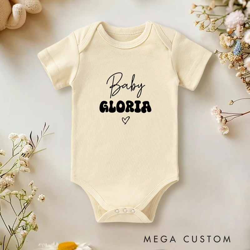Personalized Baby Name Sweet and Minimalist Heart Design Baby Onesie