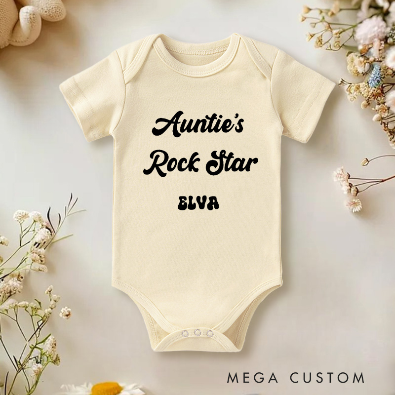 Personalized Aunties Rock Star Fun and Bold Family Inspired Design Baby Onesie