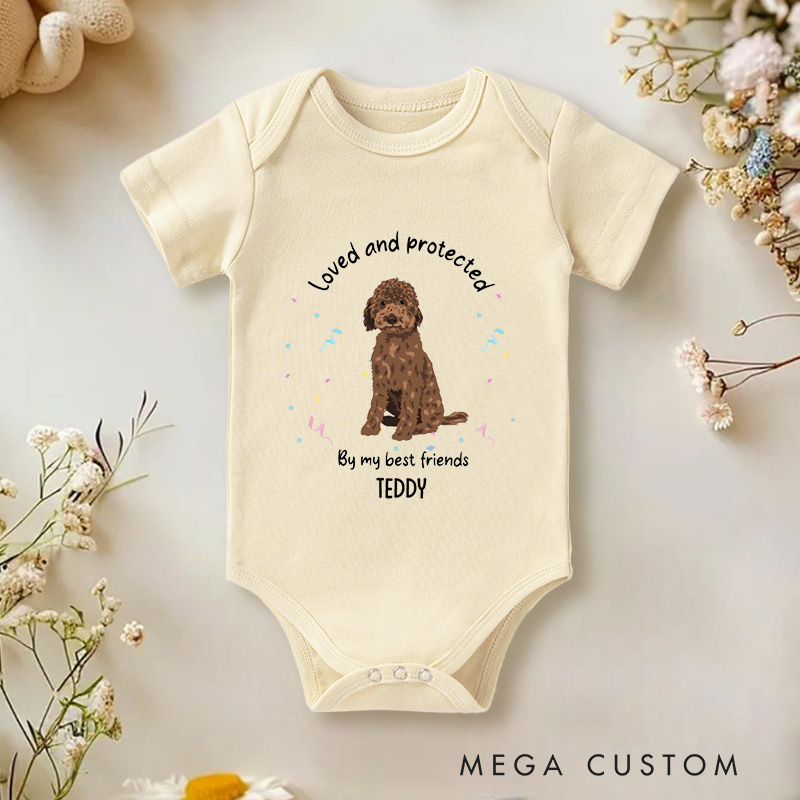 Personalized Loved and Protected by My Best Friends Pet Lover Baby Onesie