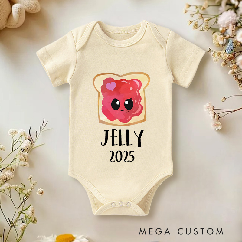 Personalized Peanut Butter and Jelly Baby Twin Onesie Funny Baby Gift