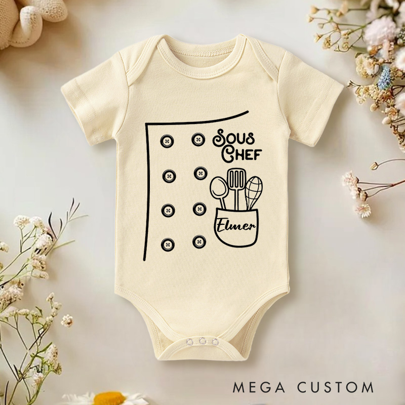 Personalized Sous Chef Kitchen Utensils Baby Onesie Gift for Baby