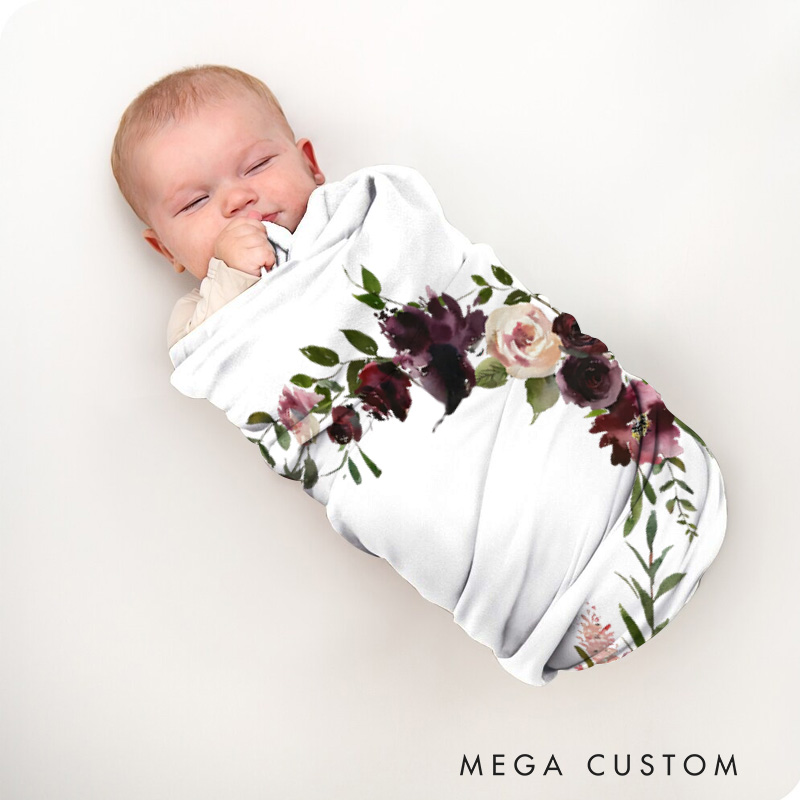 Personalized Newborn Milestone Baby Blanket Floral Baby Gift Nursery Gift