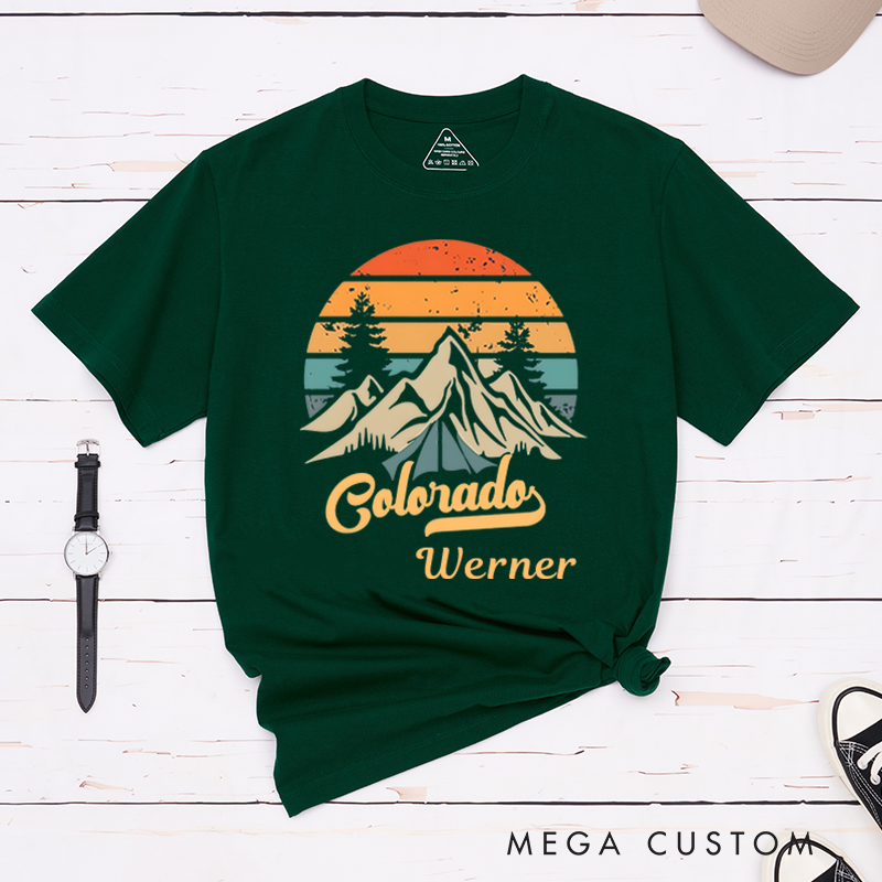 Personalized Rocky Mountain Tetons T-Shirt Camping Hiking Outdoors Shirt Gift for Adventurous Lover