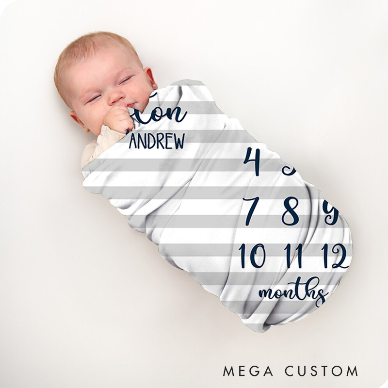 Personalized Boy Milestone Baby Blanket Funny Baby Gift Nursery Gift 