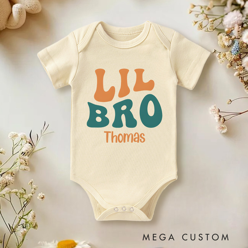Personalized Lil Bro Baby Onesie Funny Baby Gift