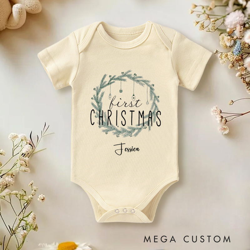 Personalized First Christmas Sweet and Elegant Baby’s First Holiday Baby Onesie