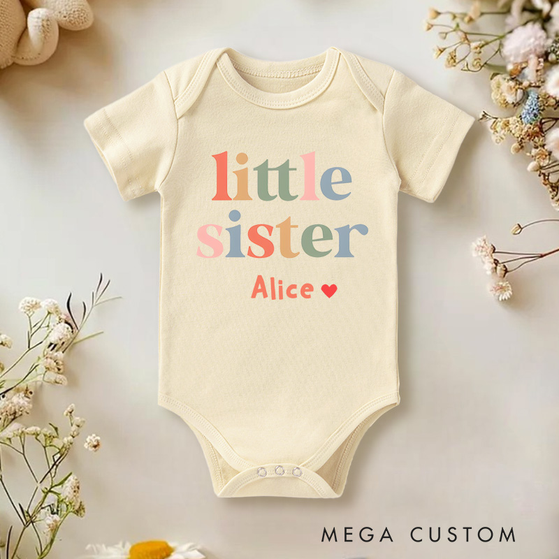 Personalized Little Sister Baby Onesie Pregnancy Announcement Gift