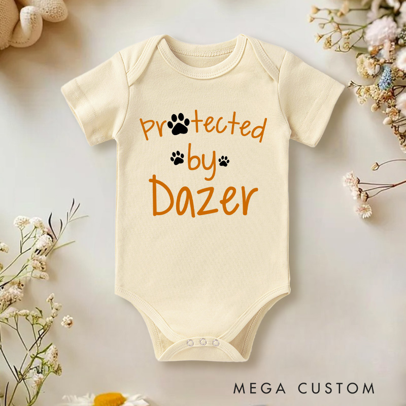 Personalized Protected by Paw Print Baby Onesie Gift for Baby