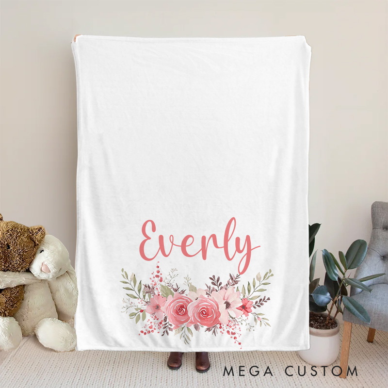 Personalized Floral Boho Baby Blanket Baby Shower Gift Nursery Gift
