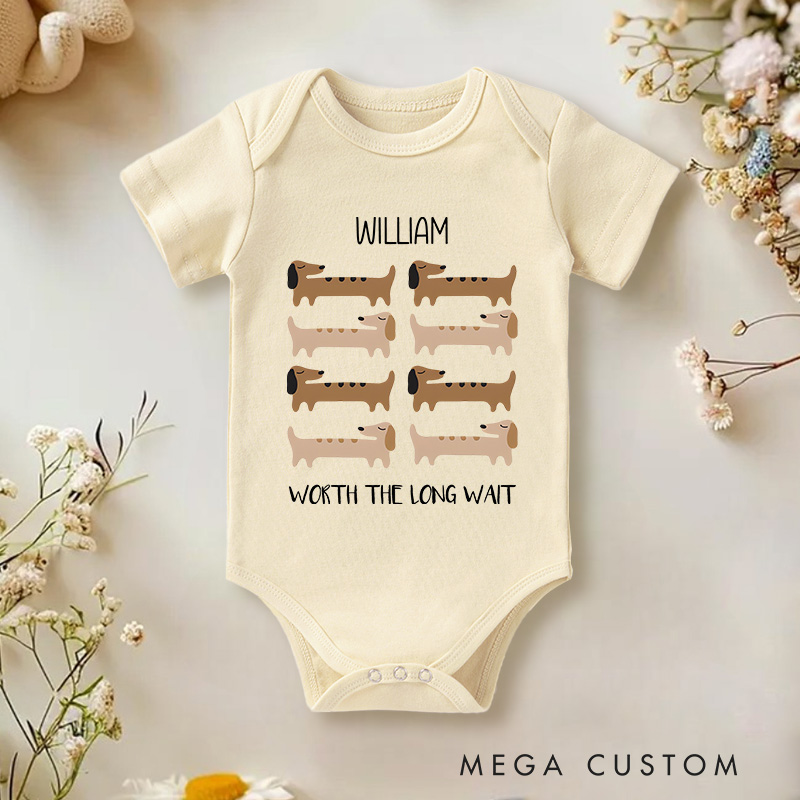 Personalized Worth the Long Wait Dachshund Baby Onesie Newborn Gift