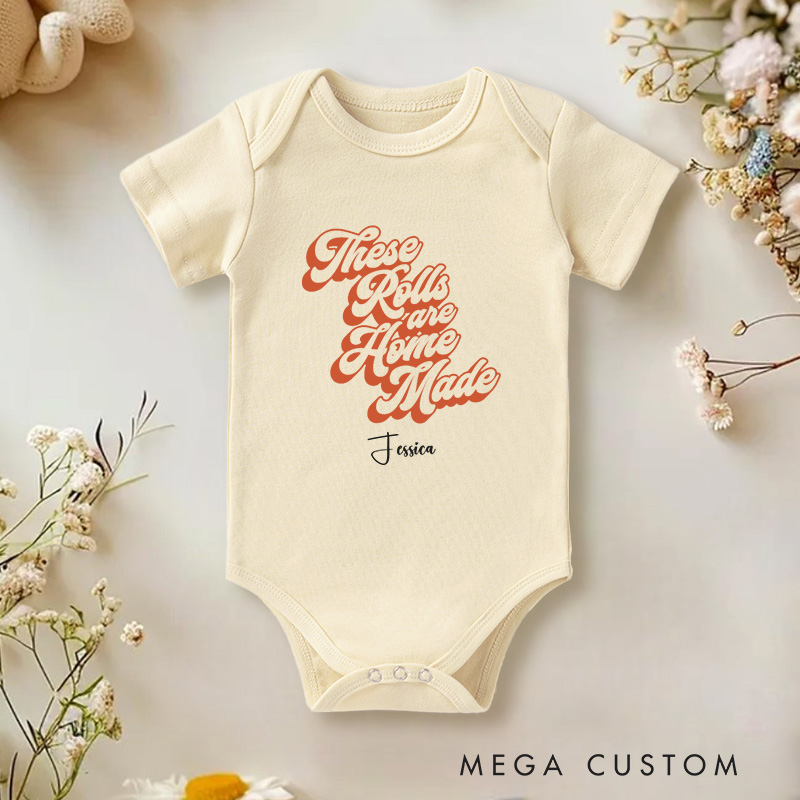 Personalized These Rolls Are Homemade Fun and Whimsical Thanksgiving Inspired Baby Onesie