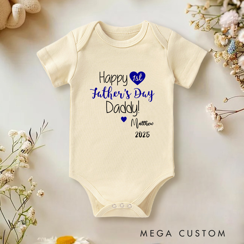 Personalized Happy First Father’s Day Daddy Cute and Heartfelt Family Celebration Baby Onesie