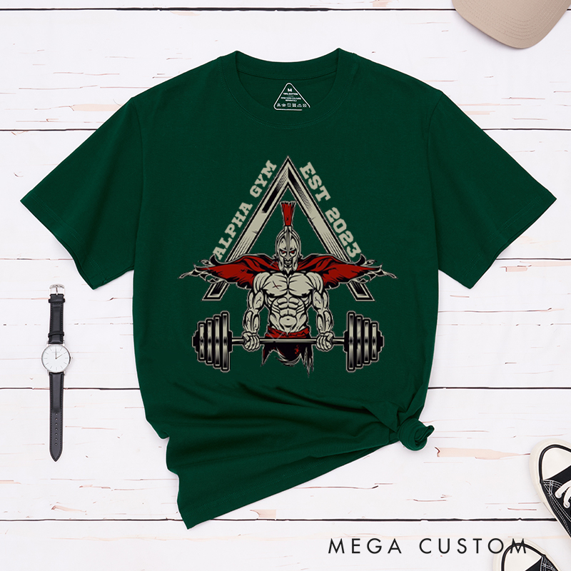 Personalized Inspirational Workout T-Shirt with Ancient Warrior and Muscle Design for Fitness Enthusiasts Bodybuilders and Gym Lovers