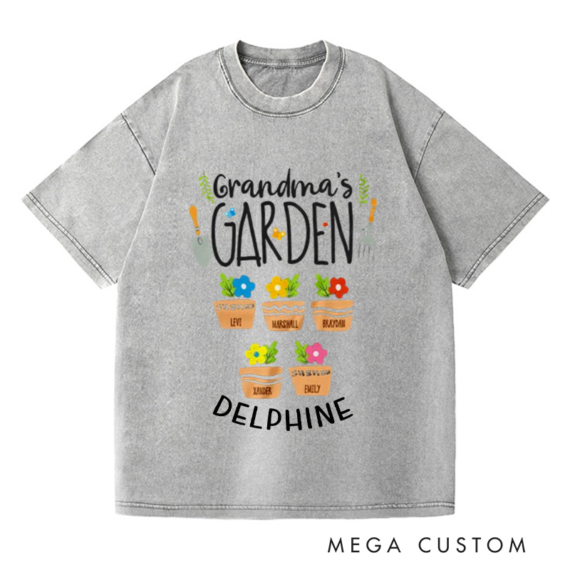 Personalized Grandma's Garden Washed T-Shirts Grandma Gift Nana Shirt Oma Shirt Grandma shirt Grandma Tee Gardening Gifts Mother's Day Gift