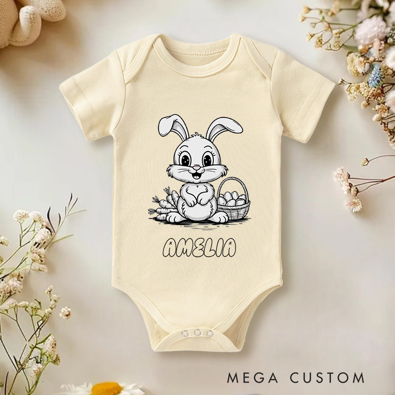 Personalized Easter Adorable Bunny and Easter Eggs for Kids Gift Baby Onesie