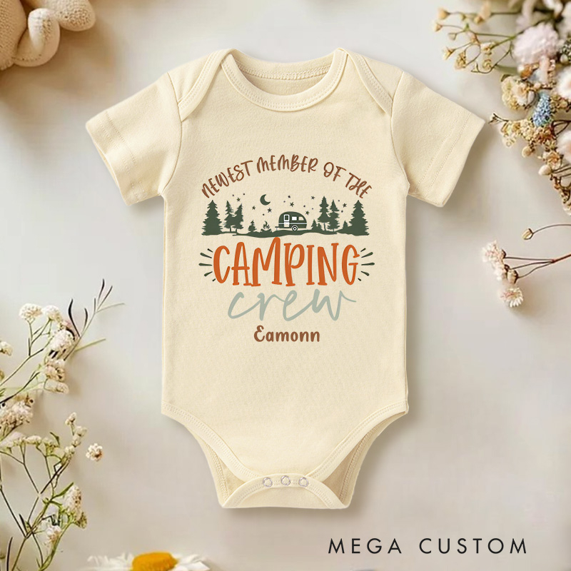 Personalized Newest Member of the Camping Crew Baby Onesie Baby Shower Gift