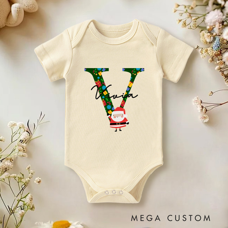 Personalized Santa Christmas Letter Holiday for Kids Baby Onesie