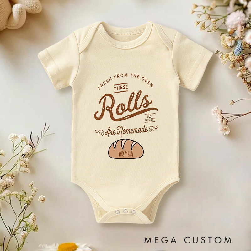 Personalized Fresh from the Oven These Rolls Are Homemade Fun Thanksgiving Baby Onesie