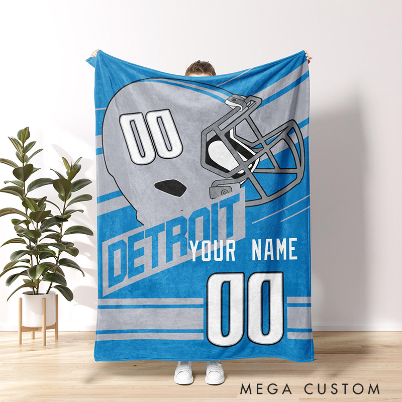 Personalized Football Team Blanket with Custom Name and Number