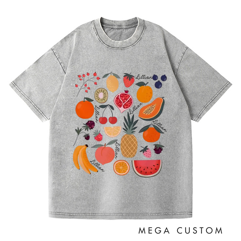 Personalized Cute Fruit Washed T-Shirts Garden Shirt Strawberry Shirt Pineapple Shirt Aesthetic Clothing Botanical Shirt Gift For Garden Lovers