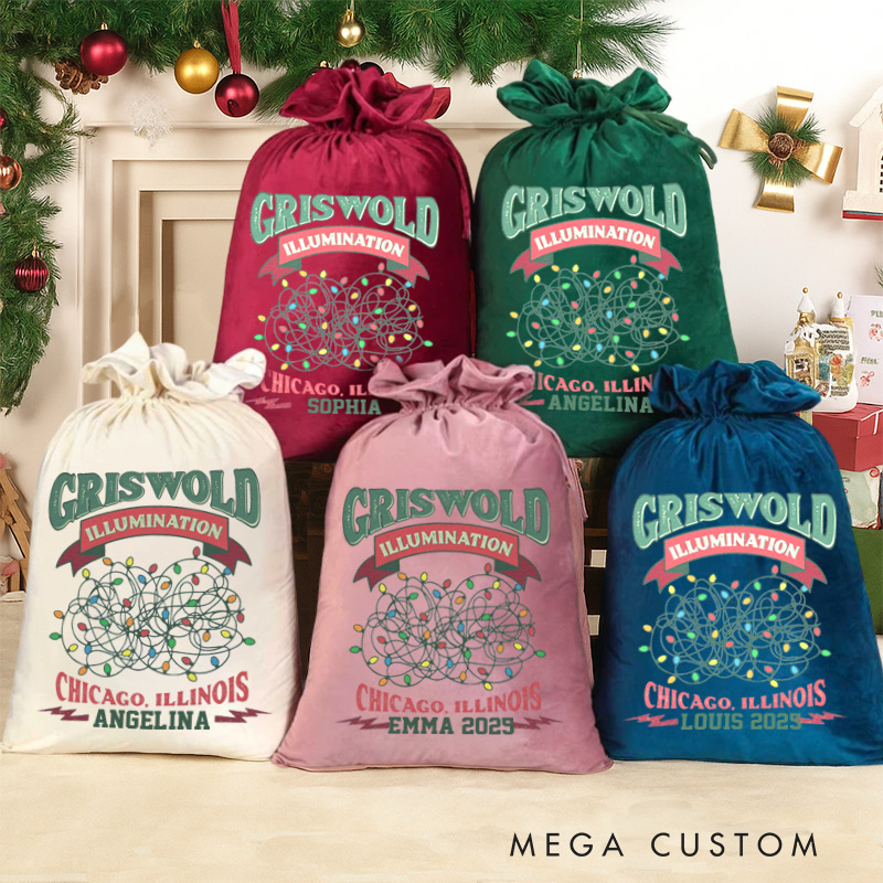 Personalized Illumination Funny Velvet Santa Sack Christmas Gift Bag Movie Lover Xmas Gift Bags Christmas Party Supplies Favors