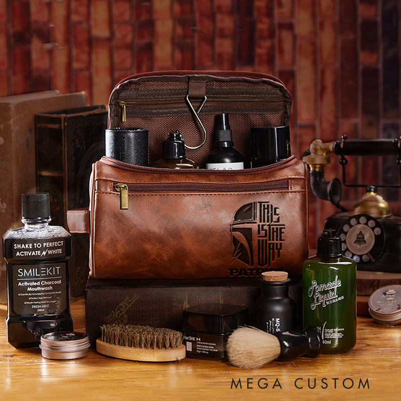 Personalized This is The Way Leather Dopp Kit Funny Geek Leather Toiletry Bag Movie Lovers Shaving Kit Travel Bag Gift For Men