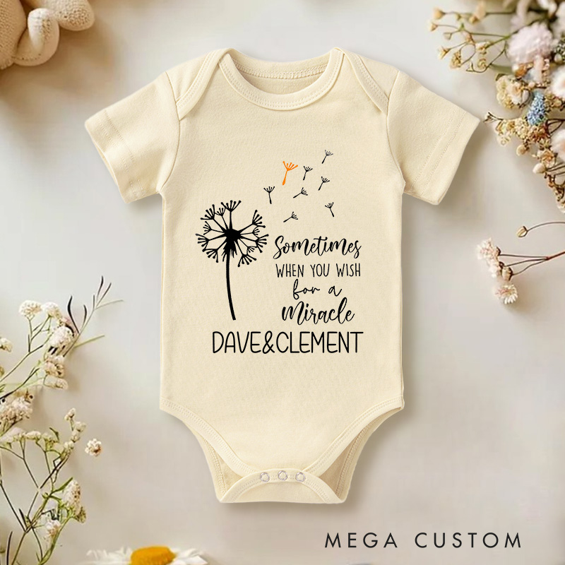 Personalized Sometimes When You Wish for a Miracle You Get Two Heartfelt Twin Baby Onesie