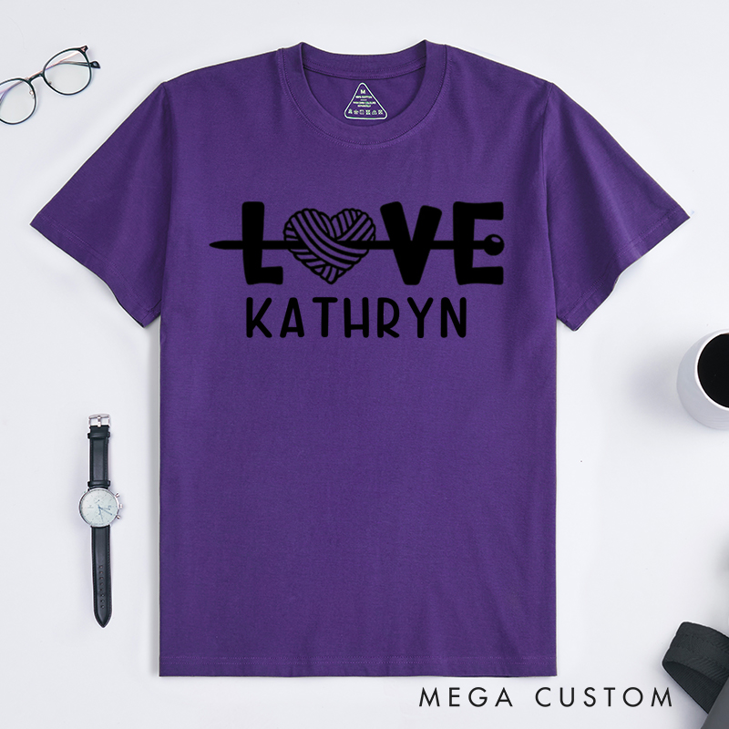 Personalized Love Classic T-Shirts Gift for Knitting Lovers knit Gift Funny Knitting Shirt