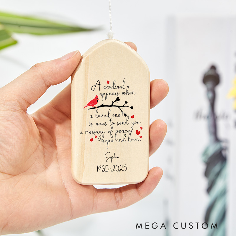 Personalized Memorial Wind Chimes for Outside Sympathy Cardinal Wind Chimes for Loss of Loved One Condolences Gifts 33.46 Inch/25.6Inch