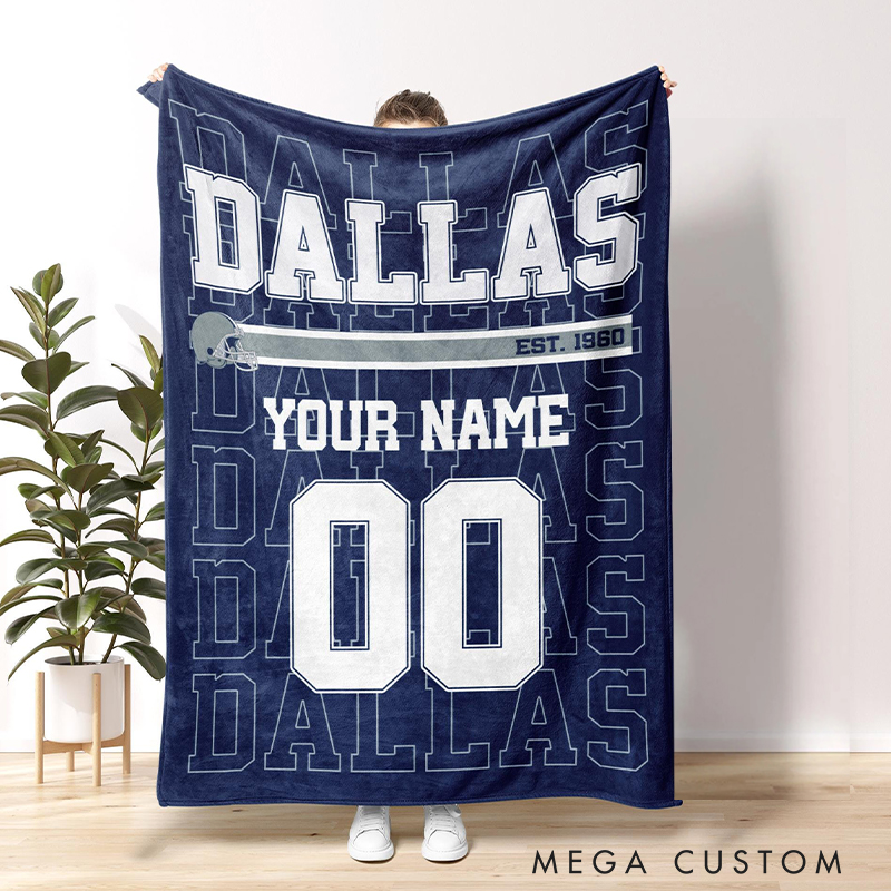Personalized Football Game Day Blanket with Iconic Team Details 
