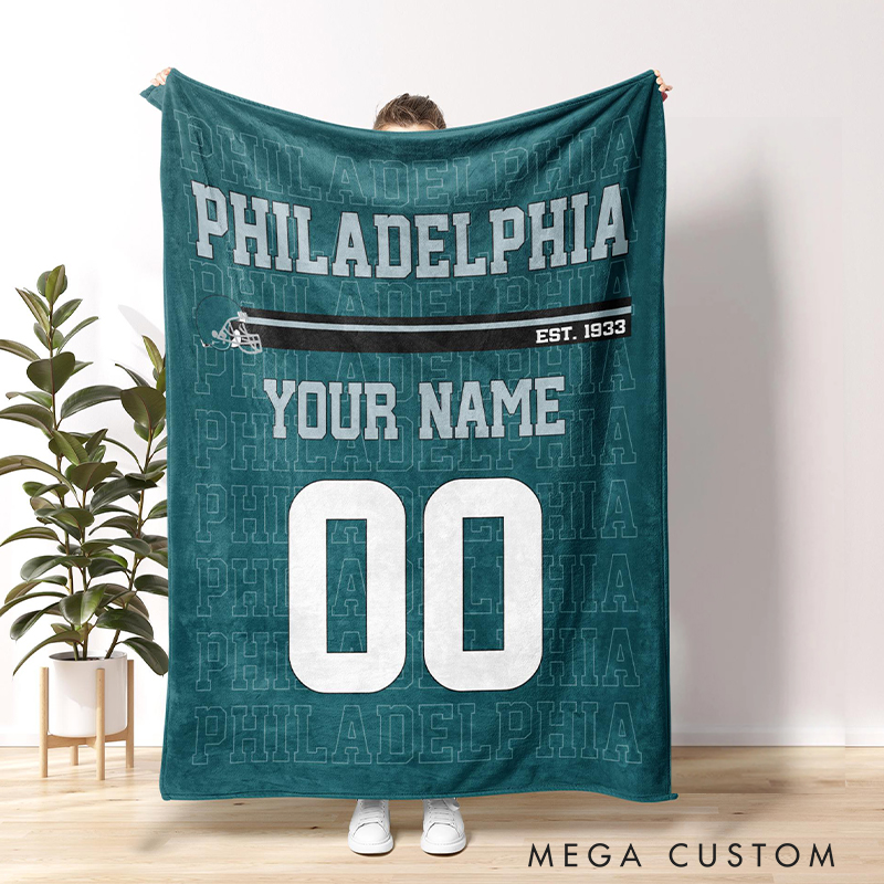  Personalized Fan Gear Football Blanket Featuring Your Team and Details 