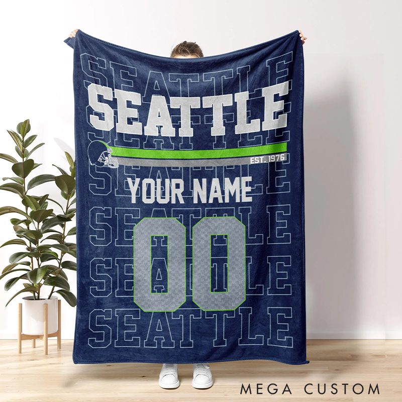Personalized Football Fan Favorite Blanket with Custom Name and Number 