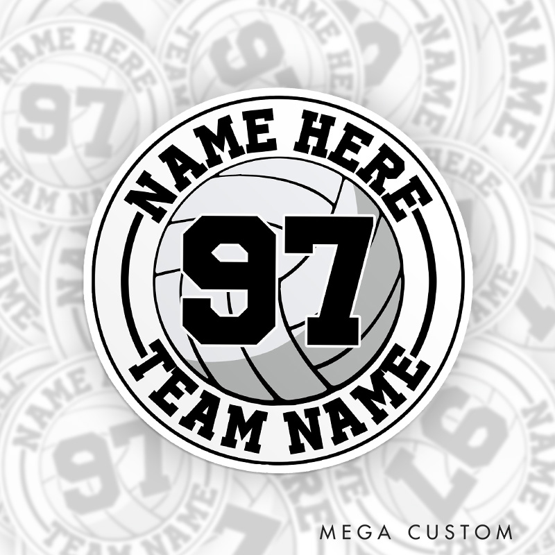 Personalized Volleyball 3D Sticker with Custom Team Name, Player Name and Number for Game Day