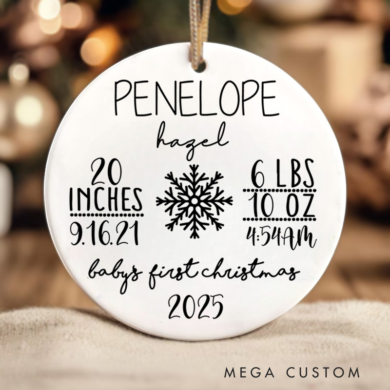 Personalized Baby First Christmas Ornament Unisex Newborn Baby Gift