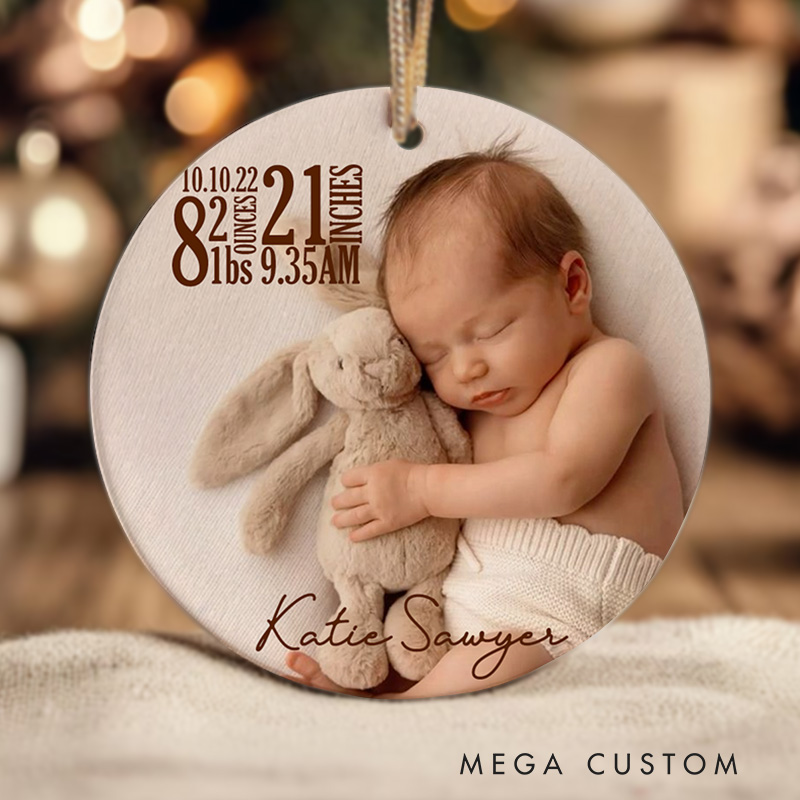 Personalized Baby Christmas Ornament with Photo New Baby Girl Boy Gift