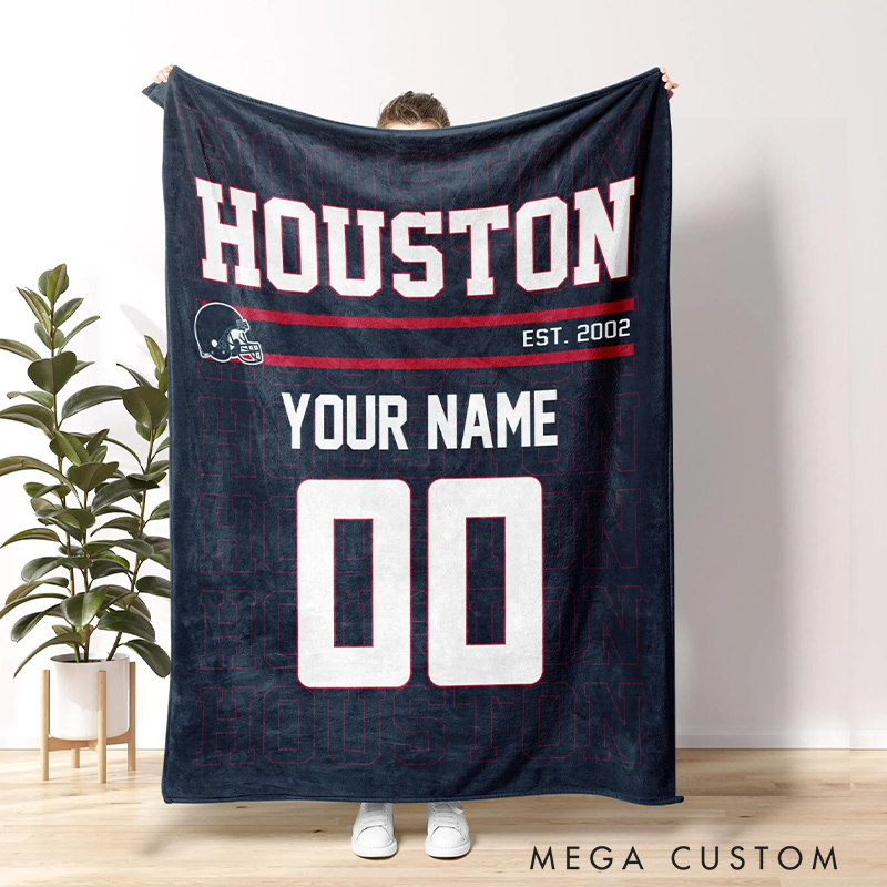 Personalized Football Player Legacy Blanket with Bold Jersey Number Graphics 