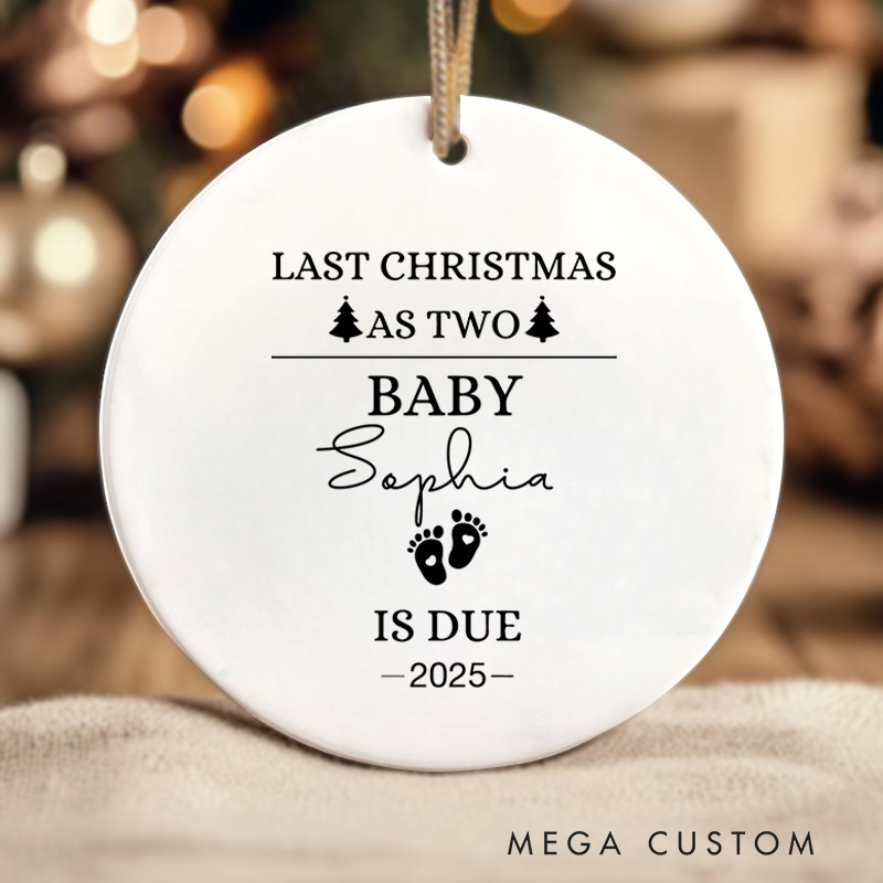 Personalized Baby Last Christmas As Two Ornament  Baby Announcement Christmas Gift